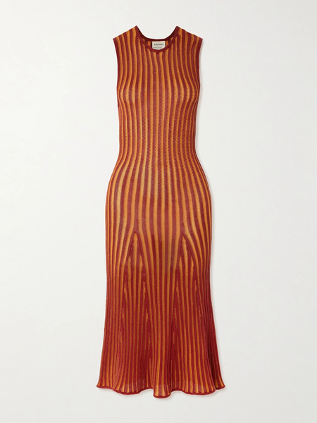  Escvdo Escvdo - Marina Ribbed-knit Midi Dress - Orange 