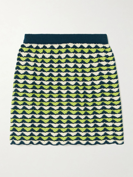  Escvdo Escvdo - Motupe Scalloped Crocheted Cotton Mini Skirt - Lime Green 