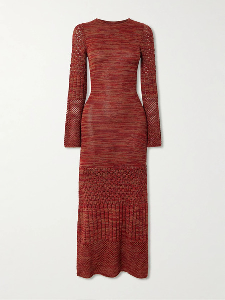  Escvdo Escvdo - Murga Open-back Pointelle And Ribbed-knit Alpaca Maxi Dress - Brown 