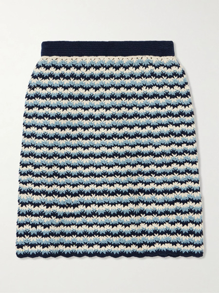  Escvdo Escvdo - Naplo Crocheted Cotton Mini Skirt - Navy 
