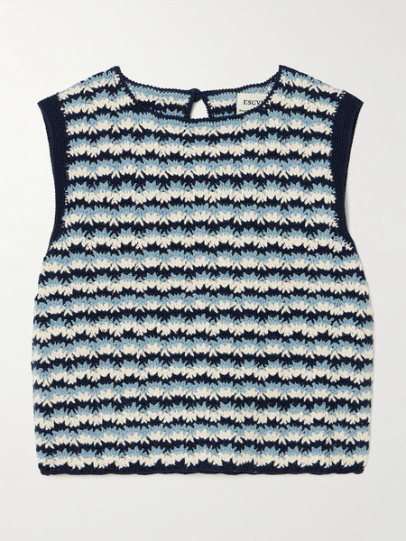  Escvdo Escvdo - Naplo Crocheted Cotton Top - Navy 