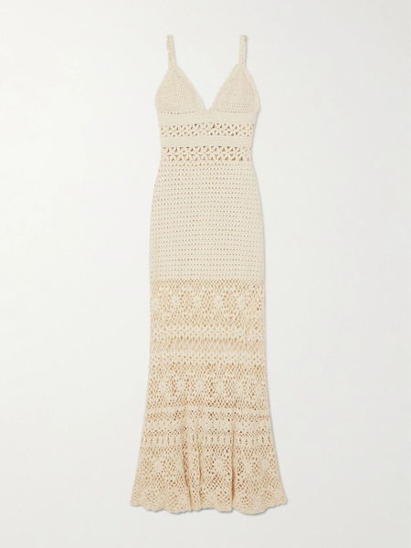  Escvdo Escvdo - + Net Sustain Bella Crocheted Cotton Maxi Dress - Ivory 
