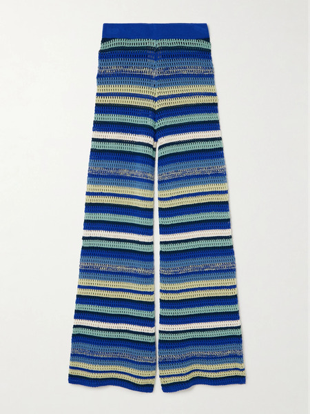  Escvdo Escvdo - Nevado Crocheted Cotton Flared Pants - Blue 
