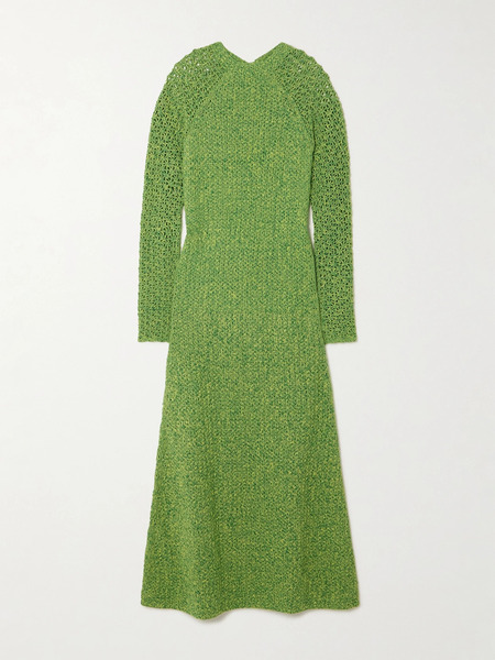 Escvdo Escvdo - Open-back Crocheted Cotton Midi Dress - Green 