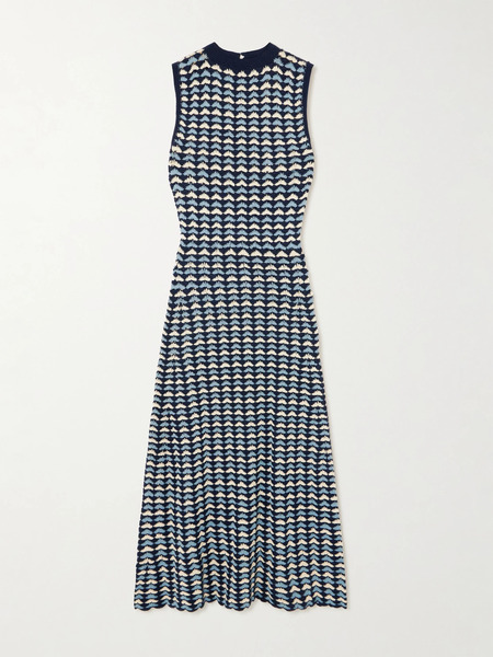  Escvdo Escvdo - Pacifico Crocheted Cotton Maxi Dress - Blue 