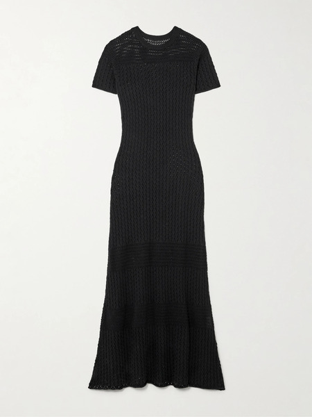  Escvdo Escvdo - Pallay Open-knit Cotton Maxi Dress - Black 