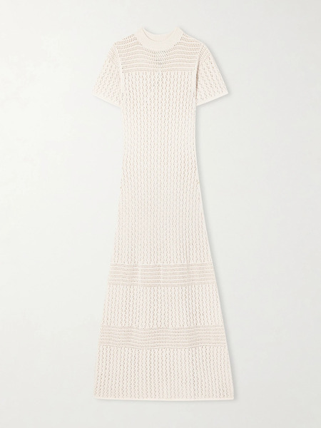  Escvdo Escvdo - Pallay Open-knit Cotton Maxi Dress - Ivory 