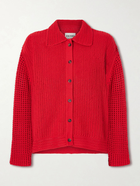  Escvdo Escvdo - Solar Open-knit Cotton Cardigan - Red 