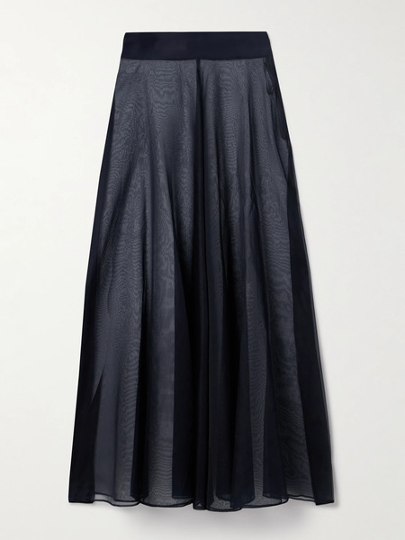  Esse Studios Esse Studios - Aire Satin-trimmed Silk-organza Maxi Skirt - Navy 