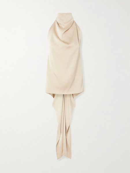  Esse Studios Esse Studios - Cartia Tie-detailed Backless Satin Halterneck Top - Off-white 