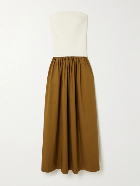  Esse Studios Esse Studios - Duo Strapless Stretch-knit And Cotton-poplin Maxi Dress - Cream 
