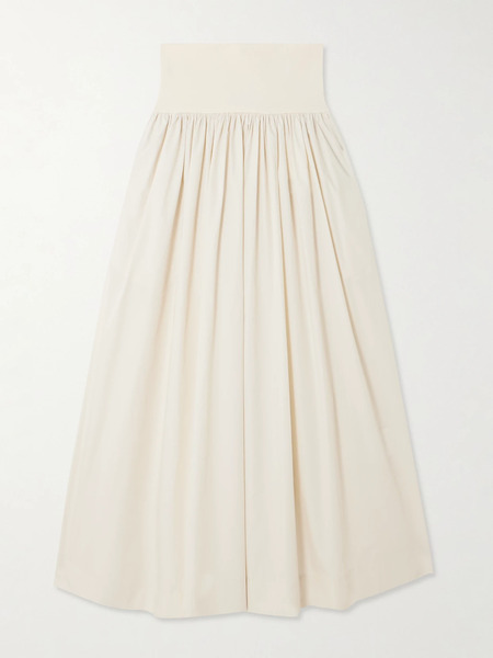  Esse Studios Esse Studios - Gathered Organic Cotton-poplin And Stretch-knit Maxi Skirt - Cream 