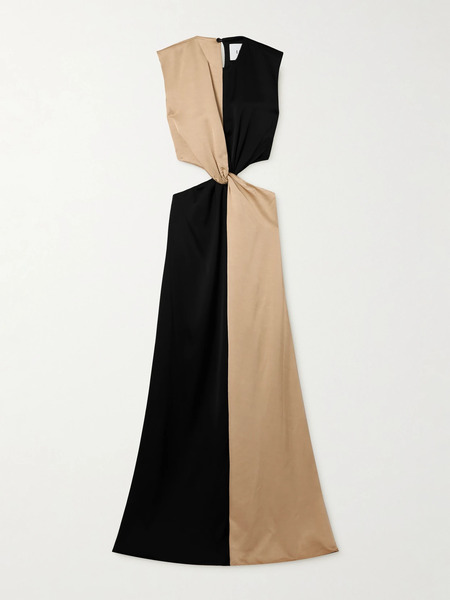  Esse Studios Esse Studios - Gilded Cutout Twist-front Satin And Dupioni Gown - Black 
