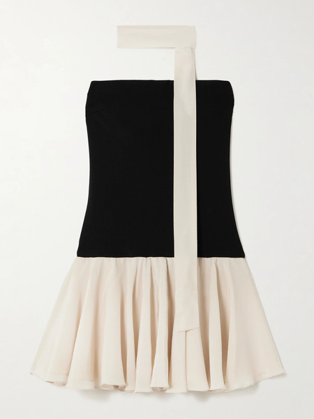  Esse Studios Esse Studios - Illi Scarf-detailed Strapless Stretch-knit And Silk Crepe De Chine Mini Dress - Black 
