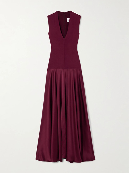  Esse Studios Esse Studios - Illi V Jersey And Silk-satin Maxi Dress - Burgundy 