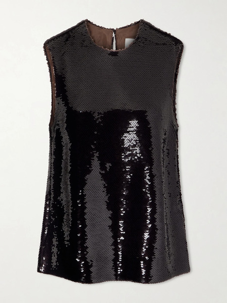  Esse Studios Esse Studios - Luminessa Sequined Satin Top - Brown 