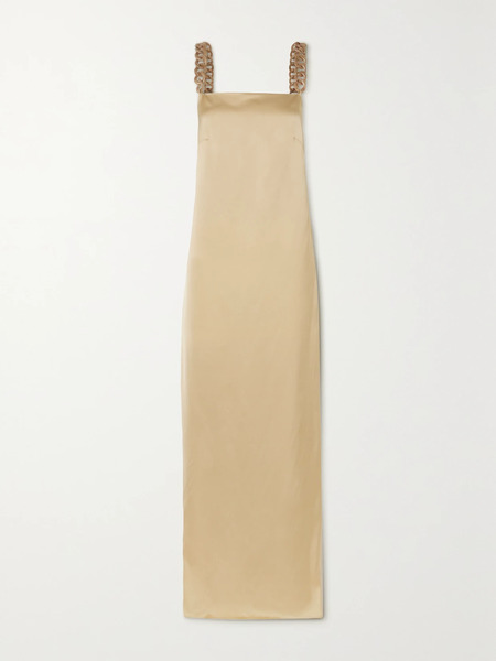  Esse Studios Esse Studios - + Net Sustain Lumerie Chain-embellished Metallic Satin Maxi Dress - Cream 
