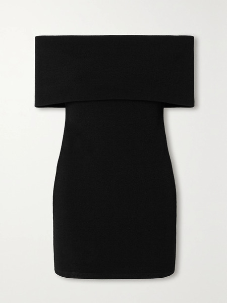  Esse Studios Esse Studios - Omnia Off-the-shoulder Stretch-knit Mini Dress - Black 
