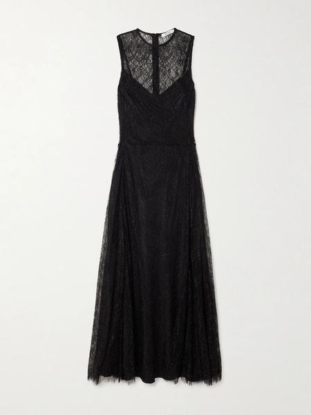  Esse Studios Esse Studios - Solace Metallic Lace Midi Dress - Black 