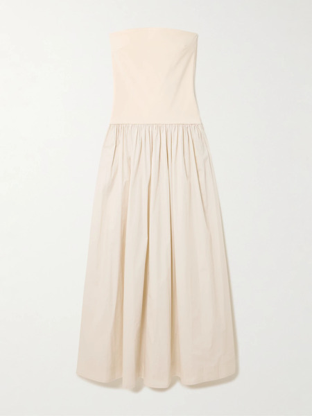  Esse Studios Esse Studios - Strapless Stretch-knit And Organic Cotton-poplin Maxi Dress - Cream 
