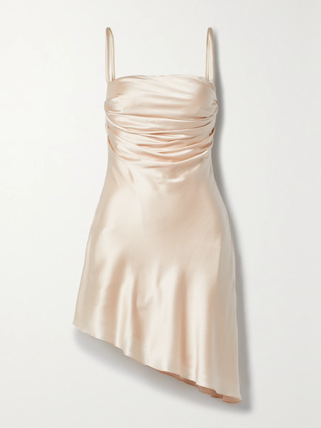  Et Ochs Et Ochs - Asymmetric Draped Silk-charmeuse Mini Dress - Beige 