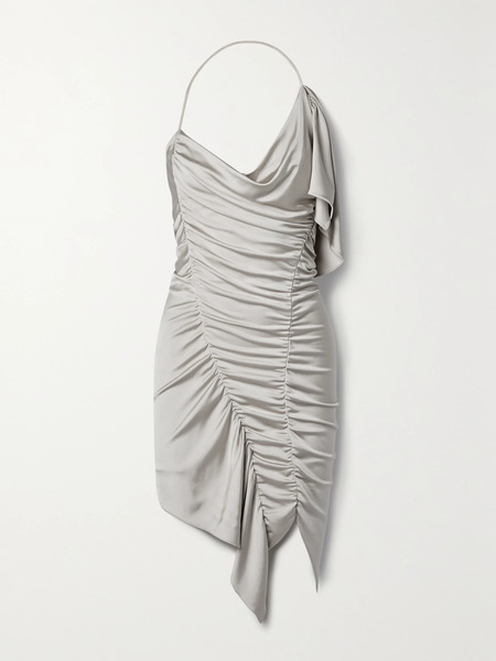  Et Ochs Et Ochs - Autumn Asymmetric Gathered Satin-jersey Mini Dress - Off-white 
