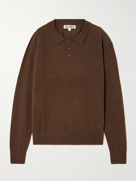  éterne éterne - Brady Cashmere Polo Sweater - Chocolate 