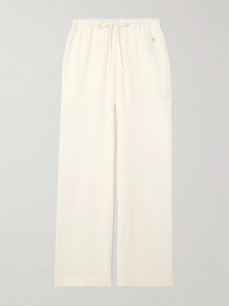  éterne éterne - Brody Embellished Cotton-gauze Straight-leg Pants - Ivory 