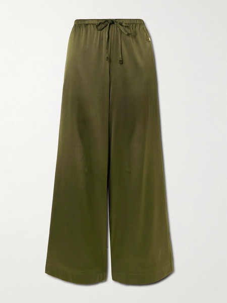  éterne éterne - Brody Silk-blend Satin Wide-leg Pants - Army Green 