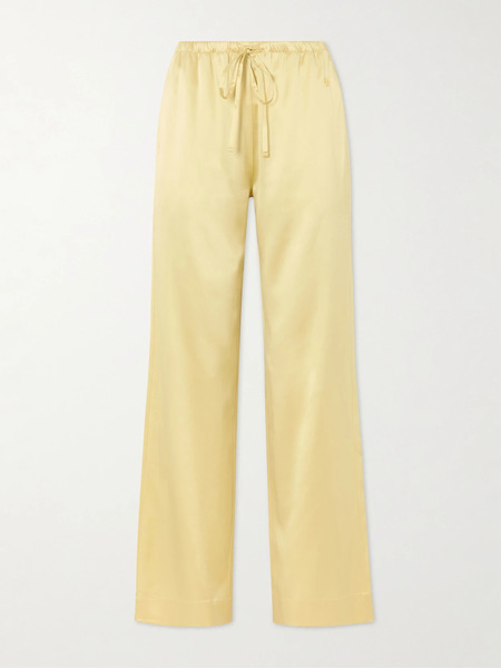  éterne éterne - Brody Silk-blend Satin Wide-leg Pants - Yellow 