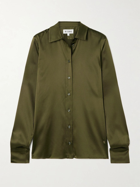  éterne éterne - Constance Silk-blend Satin Shirt - Army Green 