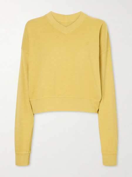  éterne éterne - Cropped Cotton-jersey Sweater - Yellow 