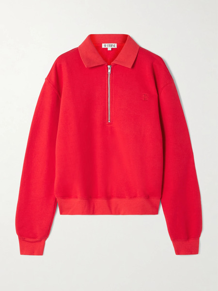  éterne éterne - Embroidered French Cotton And Modal-blend Terry Half-zip Sweatshirt - X Small 