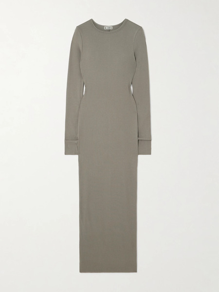  éterne éterne - Long Sleeved Crew Neck Ribbed Stretch-jersey Maxi Dress - Neutral 
