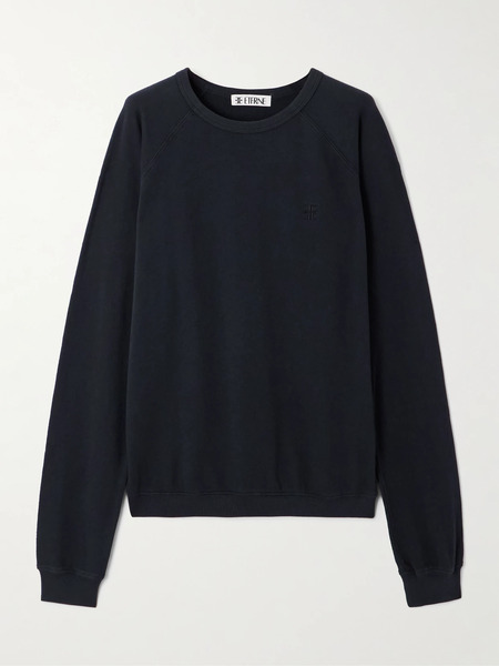  éterne éterne - Oversized Embroidered Cotton-jersey Sweatshirt - Black 