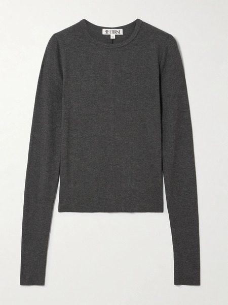  éterne éterne - Ribbed Jersey Top - Charcoal 