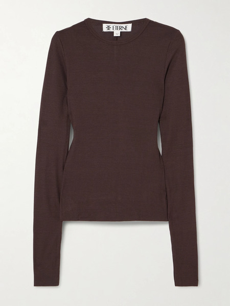  éterne éterne - Ribbed Jersey Top - Chocolate 
