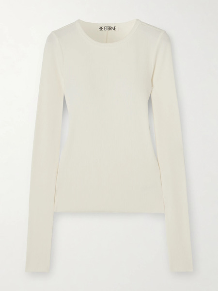  éterne éterne - Ribbed Stretch Cotton And Modal-blend Top - Cream 
