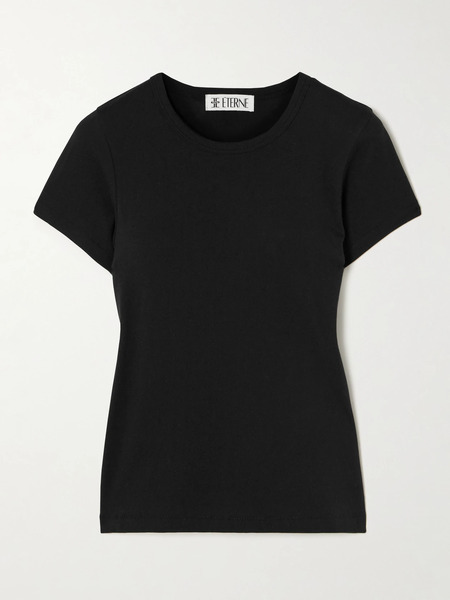 éterne éterne - Short Sleeve Baby Tee Cotton And Modal-blend Jersey T-shirt - Black 