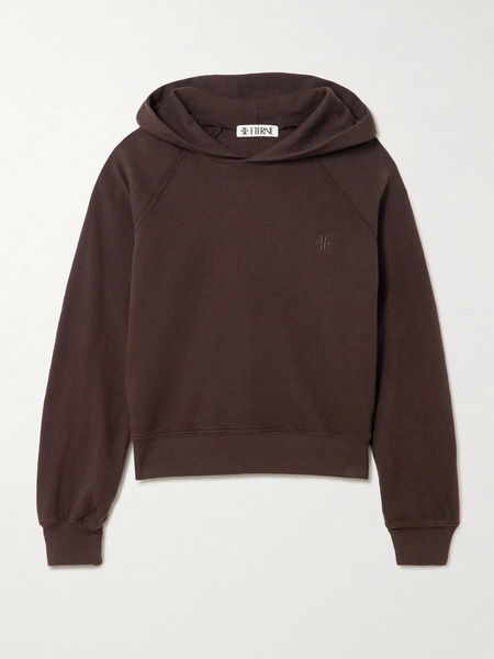  éterne éterne - Sonny Embroidered Cotton-jersey Hoodie - Brown 