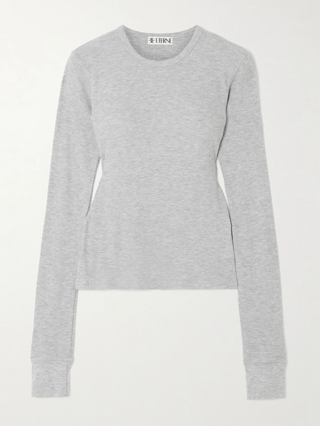 éterne éterne - Waffle-knit Stretch Cotton And Modal-blend T-shirt - Gray 