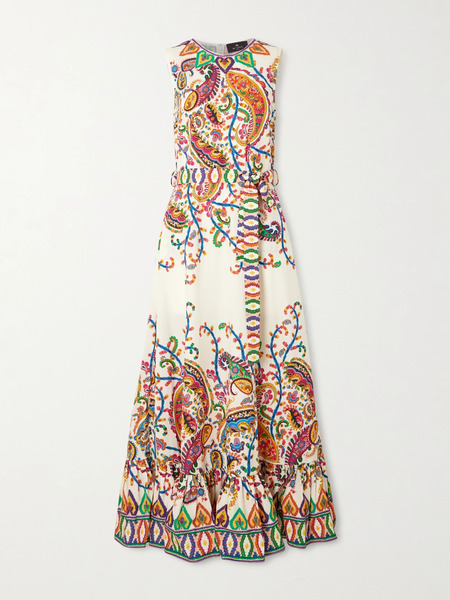  Etro Etro - Belted Printed Cotton Maxi Dress - Multi 