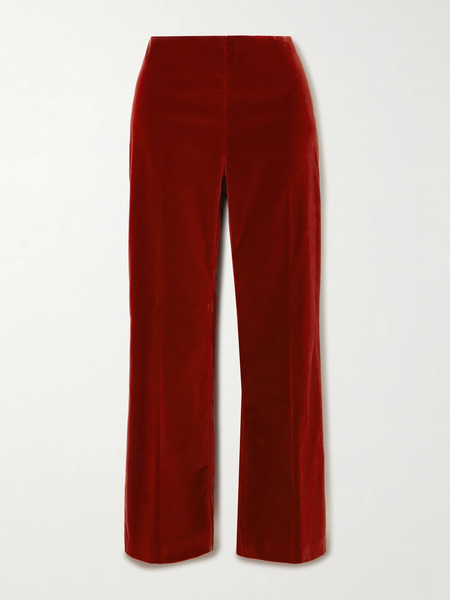 Etro Etro - Cotton-blend Velvet Flared Pants - Burgundy 