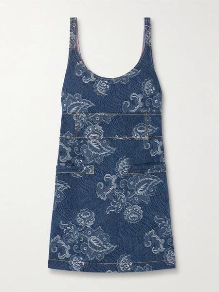  Etro Etro - Denim-jacquard Mini Dress - Mid Denim 