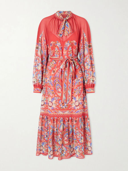  Etro Etro - Floral-print Chiffon Midi Dress - Red 