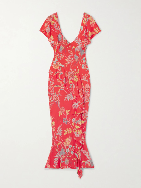  Etro Etro - Floral-print Crepe Midi Dress - Red 