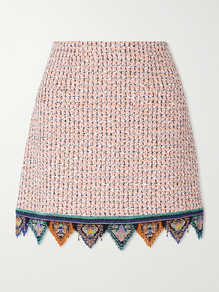  Etro Etro - Fringed Embroidered Tweed Mini Skirt - Orange 