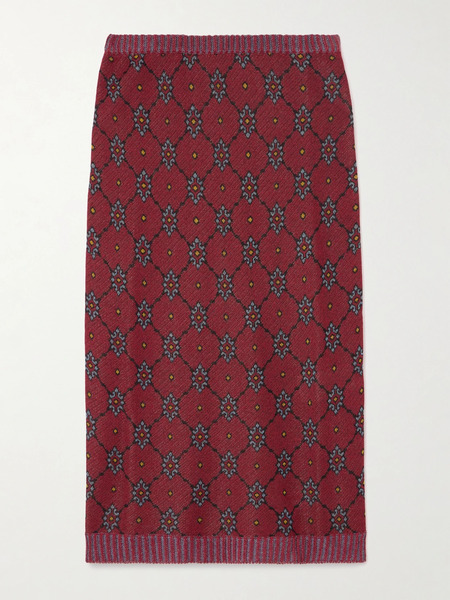  Etro Etro - Jacquard-knit Midi Skirt - Burgundy 