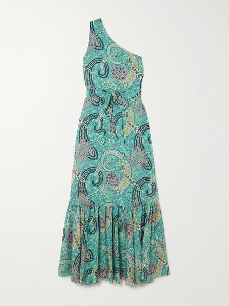  Etro Etro - One-shoulder Belted Printed Satin-jacquard Maxi Dress - Light Blue 