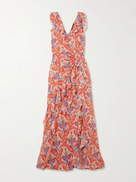  Etro Etro - Open-back Ruffled Printed Crepe De Chine Maxi Dress - Red 